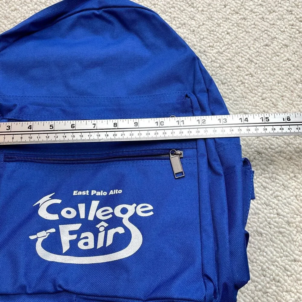 Unbranded Youth Backpack Blue Solid East Palo Alto College Fair Logo Zip School